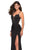 La Femme - 27060 Strappy Plunging Sweetheart Gown with Slit In Black