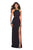 La Femme - 27070 Halter Crisscross Waist Gown with Slit In Black