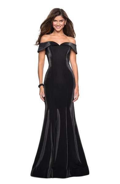 La Femme - 27176 Long Off Shoulder Jersey Trumpet Gown In Black