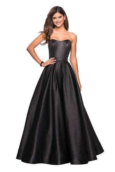 La Femme - 27280 Sweetheart Fitted Pleated Ballgown In Black