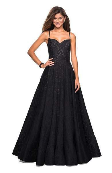 La Femme - 27449 Sweetheart Pleated Evening Gown In Black