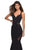 La Femme - 27454 Plunging V-neck Jersey Mermaid Dress In Black