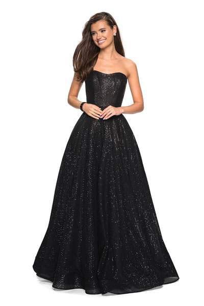 La Femme - 27467 Sequined Strapless Sweetheart Ballgown In Black