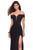 La Femme - 27480 Deep Off-Shoulder Jersey Trumpet Dress In Black