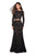 La Femme - 27601 Two-Piece Allover Lace Long Sleeve Evening Gown In Black