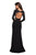 La Femme - Long Sleeve Deep V-neck Jersey Fitted Dress 26995 - 1 pc Black In Size 10 Available