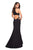 La Femme - 27147 High Halter Jersey Trumpet Dress With Cutouts In Black