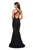 La Femme - 27454 Plunging V-neck Jersey Mermaid Dress In Black