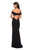 La Femme - 27480 Deep Off-Shoulder Jersey Trumpet Dress In Black