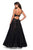 La Femme - 27488 Lace Straight Neck Tulle A-line Dress In Black