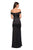 La Femme - 27752 Off Shoulder High Slit Long Fitted Satin Dress In Black