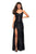 La Femme - 26974 Sequined Scoop Fitted Gown with Slit In Black