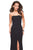 La Femme - 27035 Strapless Jersey Sheath Dress With Slit In Black