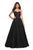 La Femme - 27063 Strapless Sweetheart Neck Metallic Lace A-Line Gown In Black