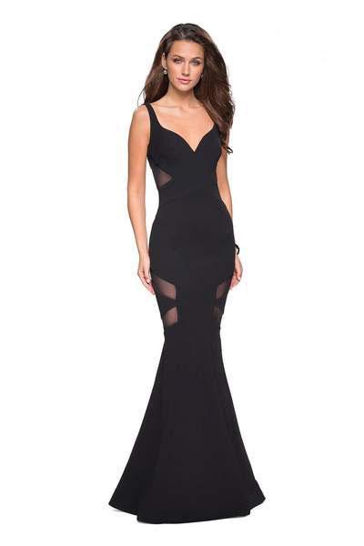 La Femme - 27104 Plunging Sweetheart Jersey Mermaid Dress In Black