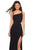 La Femme - 27126 Asymmetrical Neckline Strappy Jersey Evening Dress In Black
