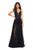 La Femme - 27457 Sequined Deep V-neck A-line Dress With Shorts In Black