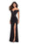 La Femme - 27480 Deep Off-Shoulder Jersey Trumpet Dress In Black