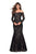 La Femme - Long Sleeve Off Shoulder Lace Trumpet Gown 26393 In Black