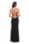 La Femme - 26940 Crisscrossed Lace Up Back High Slit Gown In Black