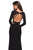 La Femme - Long Sleeve Deep V-neck Jersey Fitted Dress 26995 - 1 pc Black In Size 10 Available