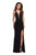 La Femme - 26997 Crisscross-Designed Racerback Long Gown In Black