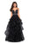 La Femme - 27024 Sleeveless Plunging Illusion Neckline Ruffles Ballgown In Black