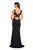 La Femme - 27181 Sleeveless Multi-Cutout High Slit Gown In Black