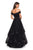 La Femme - 27224 Off-Shoulder Pleated A-Line Gown In Black