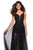 La Femme - 27457 Sequined Deep V-neck A-line Dress With Shorts In Black