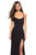 La Femme - 26940 Crisscrossed Lace Up Back High Slit Gown In Black