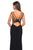 La Femme - 27072 Plunging Strappy Back High Slit Gown  In Black