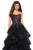 La Femme - 27291 Floral Lace Strapless Tiered Gown In Black