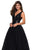 La Femme - 27336 Sequined Deep V-neck Tulle Ballgown In Black