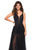 La Femme - 27457 Sequined Deep V-neck A-line Dress With Shorts In Black