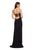 La Femme - 27469 Strappy Scoop Evening Dress with Slit In Black
