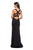 La Femme - 27479 Strappy Square Evening Gown with Slit In Black