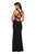 La Femme - 27538 Deep V-neck Jersey Sheath Dress With Cutouts In Black