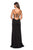 La Femme - 27060 Strappy Plunging Sweetheart Gown with Slit In Black