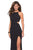 La Femme - 27070 Halter Crisscross Waist Gown with Slit In Black