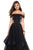La Femme - 27224 Off-Shoulder Pleated A-Line Gown In Black