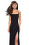 La Femme - 27469 Strappy Scoop Evening Dress with Slit In Black