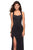 La Femme - 27479 Strappy Square Evening Gown with Slit In Black