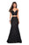 La Femme - 27589 Two Piece Lace Stretch Jersey Mermaid Dress In Black