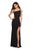 La Femme - 27126 Asymmetrical Neckline Strappy Jersey Evening Dress In Black