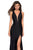 La Femme - 27602 Plunging V-Neck Fitted Jersey Gown In Black