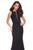 La Femme - 27124 Plunging Illusion Notched Trumpet Gown  In Black