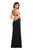 La Femme - 27126 Asymmetrical Neckline Strappy Jersey Evening Dress In Black