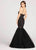 Ellie Wilde - EW118088 Floral Embroidered Illusion Corset Mermaid Gown In Black
