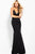 JVN55642 Plunging V-Neck Backless Jersey Gown